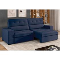 Sofá 3 Lugares Retrátil e Reclinável Veludo Soft 207cm Grécia Azul Sofá 3 Lugares Retrátil e Reclinável Veludo Soft 207cm Grécia Azul