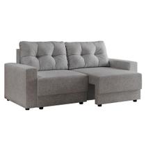 Sofá 3 Lugares Retrátil Lubeck Linho Cinza - Mobly