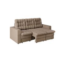 Sofá 3 Lugares Retrátil Lubeck Plush Suede Bege 210 cm Sofá 3 Lugares Retrátil Lubeck Plush Suede Bege 210 cm