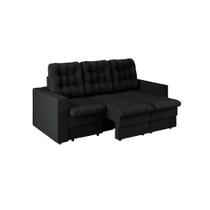 Sofá 3 Lugares Retrátil Lubeck Plush Suede Preto 210 cm Sofá 3 Lugares Retrátil Lubeck Plush Suede Preto 210 cm