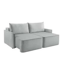 Sofá 3 Lugares Retrátil Moon com USB Linho Gelo 200 cm