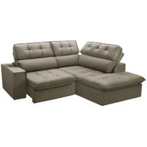 Sofá 3 Lugares Retrátil Reclinável Chaise Direito 243cm Solin F04 Veludo Amêndoa - Lyam Decor Sofá 3 Lugares Retrátil Reclinável Chaise Direito 243cm Solin F04 Veludo Amêndoa - Lyam Decor