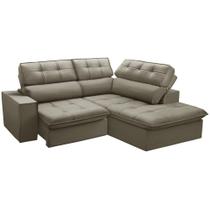 Sofá 3 Lugares Retrátil Reclinável Chaise Direito 243cm Solin F04 Veludo Amêndoa - Lyam Decor Sofá 3 Lugares Retrátil Reclinável Chaise Direito 243cm Solin F04 Veludo Amêndoa - Lyam Decor