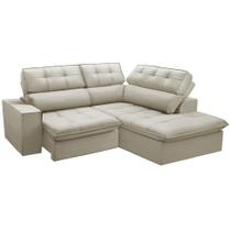 Sofá 3 Lugares Retrátil Reclinável Chaise Direito 243cm Solin F04 Veludo Bege - Lyam Decor Sofá 3 Lugares Retrátil Reclinável Chaise Direito 243cm Solin F04 Veludo Bege - Lyam Decor