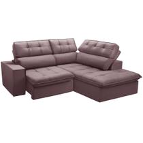 Sofá 3 Lugares Retrátil Reclinável Chaise Direito 243cm Solin F04 Veludo Lilás - Lyam Decor Sofá 3 Lugares Retrátil Reclinável Chaise Direito 243cm Solin F04 Veludo Lilás - Lyam Decor