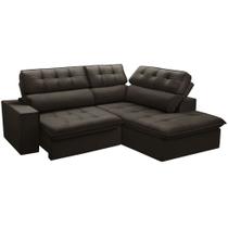Sofá 3 Lugares Retrátil Reclinável Chaise Direito 243cm Solin F04 Veludo Marrom Escuro - Lyam Decor Sofá 3 Lugares Retrátil Reclinável Chaise Direito 243cm Solin F04 Veludo Marrom Escuro - Lyam Decor