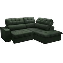 Sofá 3 Lugares Retrátil Reclinável Chaise Direito 243cm Solin F04 Veludo Verde - Lyam Decor Sofá 3 Lugares Retrátil Reclinável Chaise Direito 243cm Solin F04 Veludo Verde - Lyam Decor