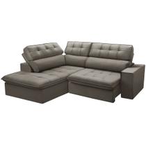 Sofá 3 Lugares Retrátil Reclinável Chaise Esquerdo 243cm Solin F04 Veludo Marrom Claro - Lyam Decor Sofá 3 Lugares Retrátil Reclinável Chaise Esquerdo 243cm Solin F04 Veludo Marrom Claro - Lyam Decor