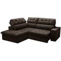 Sofá 3 Lugares Retrátil Reclinável Chaise Esquerdo 243cm Solin F04 Veludo Marrom Escuro - Lyam Decor Sofá 3 Lugares Retrátil Reclinável Chaise Esquerdo 243cm Solin F04 Veludo Marrom Escuro - Lyam Decor