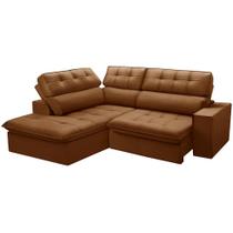 Sofá 3 Lugares Retrátil Reclinável Chaise Esquerdo 243cm Solin F04 Veludo Terracota - Lyam Decor Sofá 3 Lugares Retrátil Reclinável Chaise Esquerdo 243cm Solin F04 Veludo Terracota - Lyam Decor