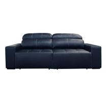Sofá 3 Lugares Retrátil Reclinável Levi 250cm Couro Azul Escuro - Sallar Home