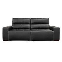Sofá 3 Lugares Retrátil Reclinável Levi 250cm Couro Preto - Sallar Home Sofá 3 Lugares Retrátil Reclinável Levi 250cm Couro Preto - Sallar Home