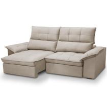 Sofá 3 Lugares Retrátil Reclinável Para Sala 230cm Giotto F04 Veludo Bege - Lyam Decor Sofá 3 Lugares Retrátil Reclinável Para Sala 230cm Giotto F04 Veludo Bege - Lyam Decor