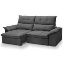 Sofá 3 Lugares Retrátil Reclinável Para Sala 230cm Giotto F04 Veludo Grafite - Lyam Decor Sofá 3 Lugares Retrátil Reclinável Para Sala 230cm Giotto F04 Veludo Grafite - Lyam Decor
