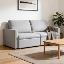 Sofá 3 Lugares Retrátil Reclinável Para Sala de Estar 186cm Detroit K01 Linho Cinza - Lyam Decor Sofá 3 Lugares Retrátil Reclinável Para Sala de Estar 186cm Detroit K01 Linho Cinza - Lyam Decor