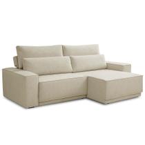 Sofá 3 Lugares Retrátil Reclinável Para Sala De Estar 250cm Nicastro F04 Linho Creme - Lyam Decor