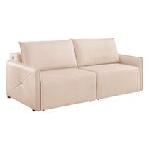 Sofá 3 Lugares Retrátil Urban com USB Linho Bege Claro 200 cm