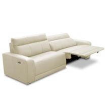 Sofá 3 Lugares Rettrátil Reclinável Elétrico 254cm Mazi L06 Couro Off White - Lyam Decor Sofá 3 Lugares Rettrátil Reclinável Elétrico 254cm Mazi L06 Couro Off White - Lyam Decor