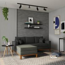 Sofá 3 Lugares Rosário Com Chaise Esquerdo Linho Grafite Sofá 3 Lugares Rosário Com Chaise Esquerdo Linho Grafite