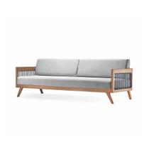 Sofá 3 Lugares Saibi Ozki 200 cm Poliéster Cinza Madeira Eucalipto Cedro Corda Náutica Plana Sofá 3 Lugares Saibi Ozki 200 cm Poliéster Cinza Madeira Eucalipto Cedro Corda Náutica Plana