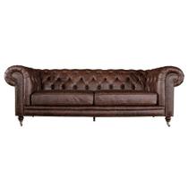 Sofá 3 Lugares Sala de Estar 235cm Chesterfield Duo Couro Tabaco G40 - Gran Belo Sofá 3 Lugares Sala de Estar 235cm Chesterfield Duo Couro Tabaco G40 - Gran Belo