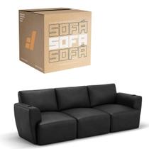 Sofá 3 Lugares Sala De Estar em Couro Bovino Modular Damie Na Caixa