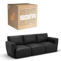 Sofá 3 Lugares Sala De Estar em material sintético Modular Damie Na Caixa Sofá 3 Lugares Sala De Estar em material sintético Modular Damie Na Caixa