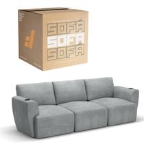 Sofá 3 Lugares Sala De Estar em Tecido Bouclé Modular Damie Na Caixa Sofá 3 Lugares Sala De Estar em Tecido Bouclé Modular Damie Na Caixa