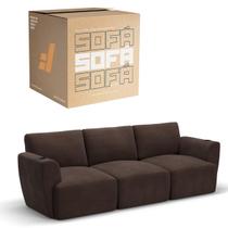 Sofá 3 Lugares Sala De Estar em Tecido Bouclé Modular Damie Na Caixa