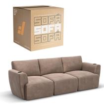 Sofá 3 Lugares Sala De Estar em Tecido Suede Modular Damie Na Caixa