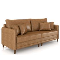 Sofá 3 Lugares Sala de Estar Living 232cm Asbury K01 material sintético Camel - Lyam Decor Sofá 3 Lugares Sala de Estar Living 232cm Asbury K01 material sintético Camel - Lyam Decor