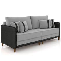 Sofá 3 Lugares Sala de Estar Living 252cm Asbury K01 Veludo Cinza Claro material sintético Preto - Lyam Decor Sofá 3 Lugares Sala de Estar Living 252cm Asbury K01 Veludo Cinza Claro material sintético Preto - Lyam Decor