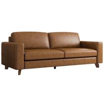 Sofá 3 Lugares Sala de Estar Recepção 220cm Presley Couro Caramelo G52 - Gran Belo Sofá 3 Lugares Sala de Estar Recepção 220cm Presley Couro Caramelo G52 - Gran Belo
