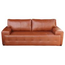 Sofá 3 Lugares Sala de Estar Roma 230 cm Couro Conhaque G58 - Gran Belo Sofá 3 Lugares Sala de Estar Roma 230 cm Couro Conhaque G58 - Gran Belo
