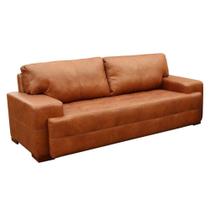 Sofá 3 Lugares Sala de Estar Roma 230 cm Couro Mel - Gran Belo Sofá 3 Lugares Sala de Estar Roma 230 cm Couro Mel - Gran Belo