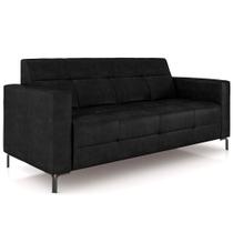 Sofá 3 Lugares Sala Living Industrial 180cm Senna K01 material sintético Preto - Lyam Decor