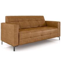 Sofá 3 Lugares Sala Living Industrial 180cm Senna K01 material sintético Whisky - Lyam Decor