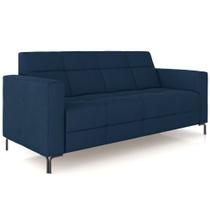 Sofá 3 Lugares Sala Living Industrial 180cm Senna K01 Veludo Azul Marinho - Lyam Decor