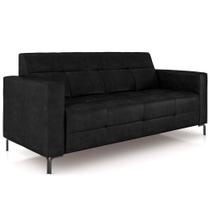 Sofá 3 Lugares Sala Living Industrial 200cm Senna K01 material sintético Preto - Lyam Decor