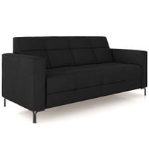 Sofá 3 Lugares Sala Living Industrial 200cm Senna K01 Veludo Preto - Lyam Decor