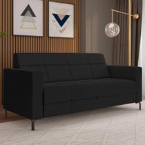 Sofá 3 Lugares Sala Living Industrial 200cm Senna K01 Veludo Preto - Lyam Decor