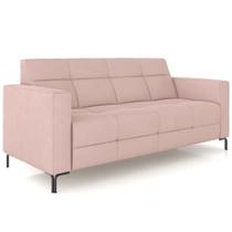 Sofá 3 Lugares Sala Living Industrial 200cm Senna K01 Veludo Rosê - Lyam Decor