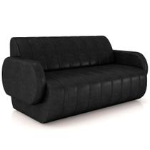 Sofá 3 Lugares Sala Living Orgânico 188cm Fávara K01 material sintético Preto - Lyam Decor