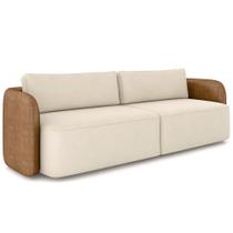 Sofá 3 Lugares Sala Living Orgânico 220cm Oregon K01 material sintético Whisky Veludo Bege - Lyam Decor Sofá 3 Lugares Sala Living Orgânico 220cm Oregon K01 material sintético Whisky Veludo Bege - Lyam Decor