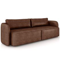 Sofá 3 Lugares Sala Living Orgânico 240cm Oregon K01 material sintético Marrom - Lyam Decor Sofá 3 Lugares Sala Living Orgânico 240cm Oregon K01 material sintético Marrom - Lyam Decor