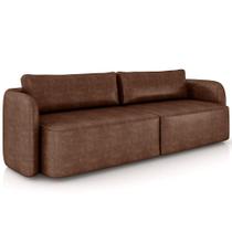 Sofá 3 Lugares Sala Living Orgânico 240cm Oregon K01 material sintético Marrom - Lyam Decor Sofá 3 Lugares Sala Living Orgânico 240cm Oregon K01 material sintético Marrom - Lyam Decor