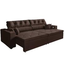 Sofá 3 Lugares Smart 2,02 Metros Marrom Retrátil, Reclinável Tecnologia Carregamento 3 portas USB - Sofá na Web