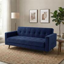 Sofá 3 Lugares Suede 175cm Escritório e Recepção Vitrola Azul