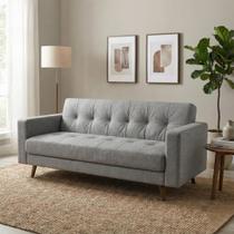 Sofá 3 Lugares Suede Escritório e Recepção Vitrola Cinza Sofá 3 Lugares Suede Escritório e Recepção Vitrola Cinza