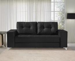 Sofá 3 Lugares Suede Preto Linha Sofá 3 Lugares Suede Preto Linha